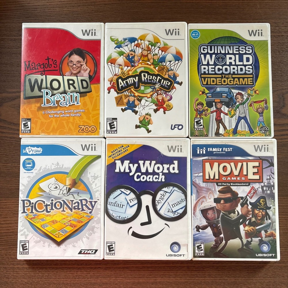 Nintendo Wii Game Lot of 6 Pictionary My Word Coach Guinness World‎ Records Army